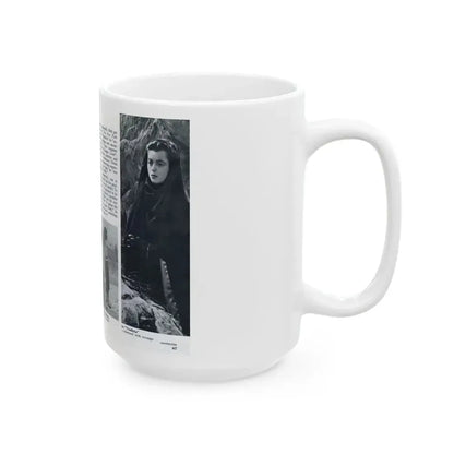 Faith Domergue #231 - [Pages 66 & 67] Pages 9 & 10 of 14+4 B&W Photos & Long Article on her from Pageant Digest Mag. April '51 (Vintage Female Icon) White Coffee Mug - Go Mug Yourself