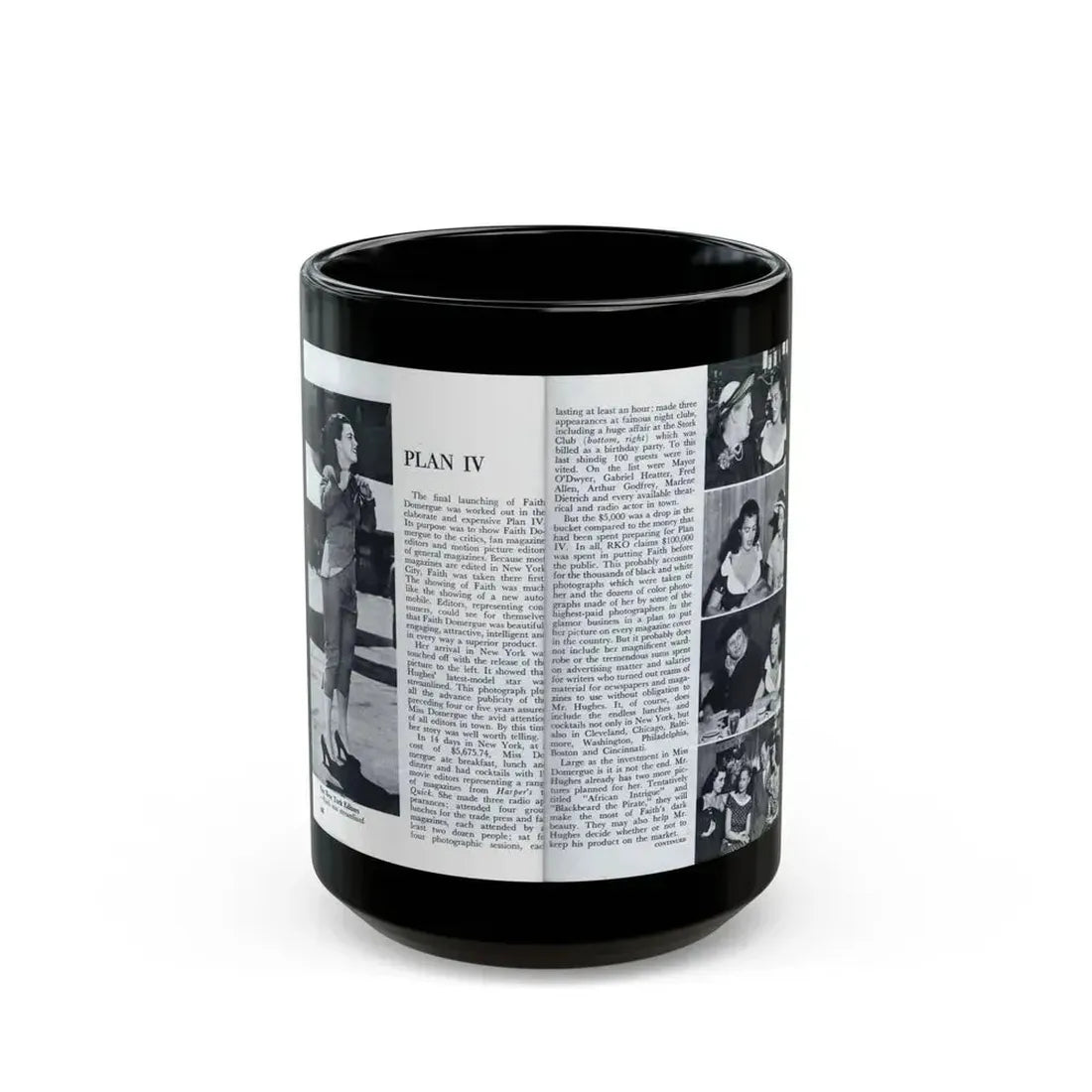Faith Domergue #232 - [Pages 68 & 69] Pages 11 & 12 of 14+5 B&W Photos & Long Article on her from Pageant Digest Mag. April '51 (Vintage Female Icon) Black Coffee Mug 15oz - Go Mug Yourself