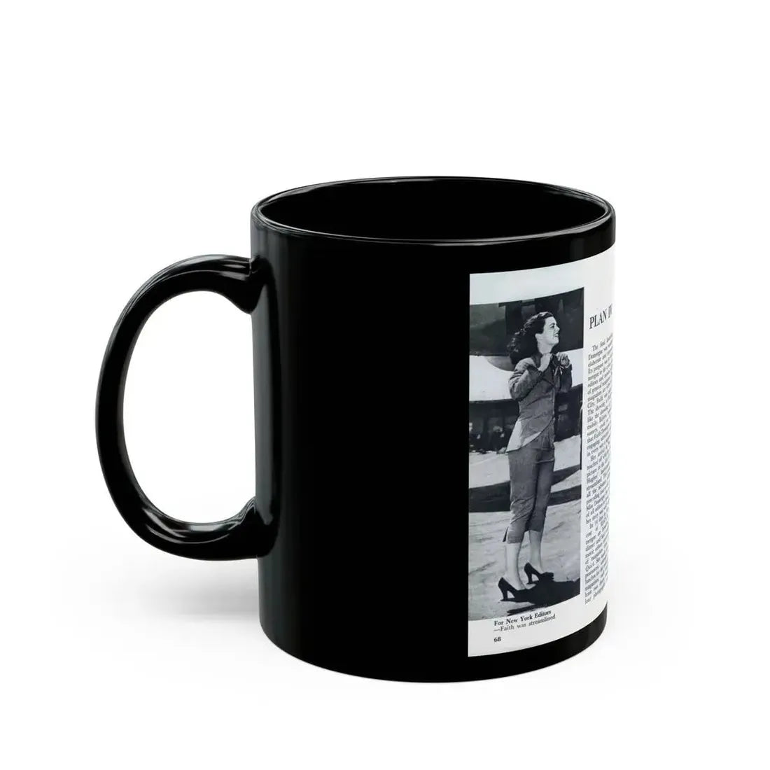 Faith Domergue #232 - [Pages 68 & 69] Pages 11 & 12 of 14+5 B&W Photos & Long Article on her from Pageant Digest Mag. April '51 (Vintage Female Icon) Black Coffee Mug - Go Mug Yourself