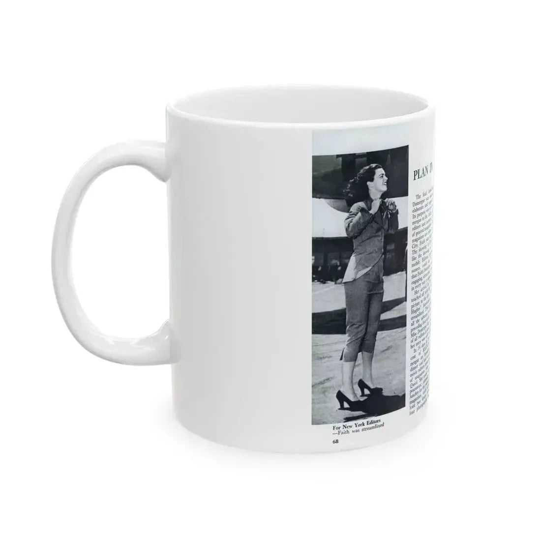 Faith Domergue #232 - [Pages 68 & 69] Pages 11 & 12 of 14+5 B&W Photos & Long Article on her from Pageant Digest Mag. April '51 (Vintage Female Icon) White Coffee Mug - Go Mug Yourself