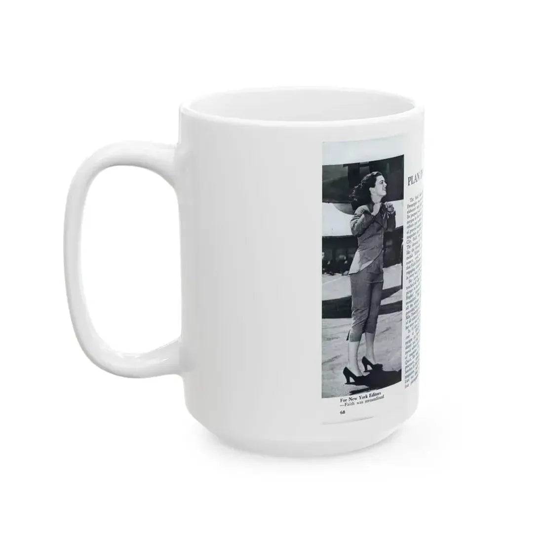 Faith Domergue #232 - [Pages 68 & 69] Pages 11 & 12 of 14+5 B&W Photos & Long Article on her from Pageant Digest Mag. April '51 (Vintage Female Icon) White Coffee Mug - Go Mug Yourself