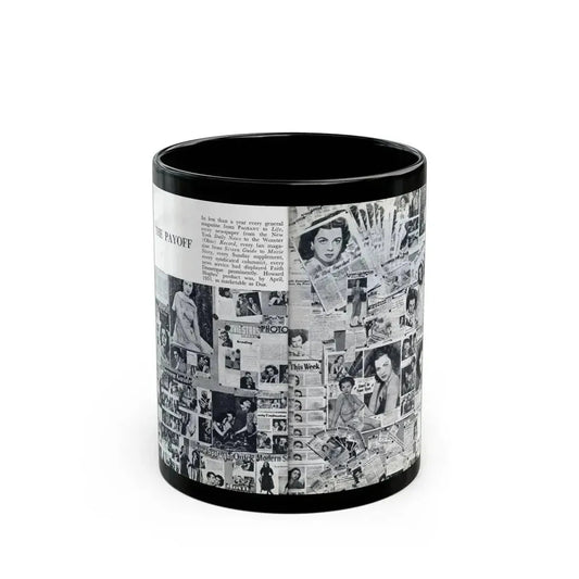 Faith Domergue #233 - [Pages 70 & 71] Pages 13 & 14 of 14+Compilation Tons of Mag. Covers & More from Pageant Digest Mag. April '51 (Vintage Female Icon) Black Coffee Mug 11oz - Go Mug Yourself