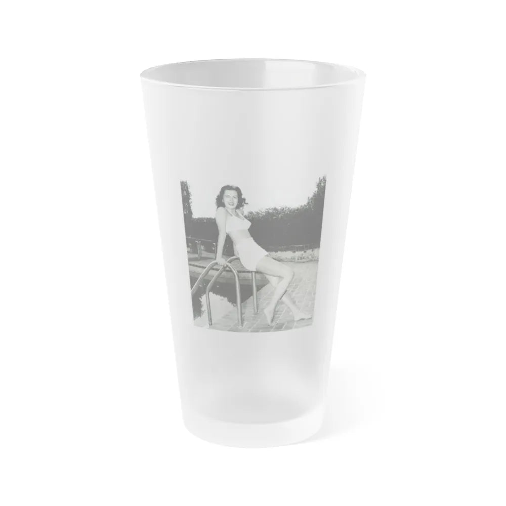 Faith Domergue #238 - Remade B&W 8x10 Full Full Body 2-Piece Swimsuit Cheesecake Photo HQ Re-Print (Vintage Female Icon) Frosted Pint Glass 16oz-16oz-Frosted-Go Mug Yourself