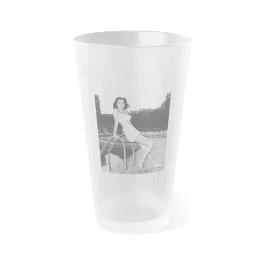 Faith Domergue #238 - Remade B&W 8x10 Full Full Body 2-Piece Swimsuit Cheesecake Photo HQ Re-Print (Vintage Female Icon) Frosted Pint Glass 16oz 16oz Frosted - Go Mug Yourself