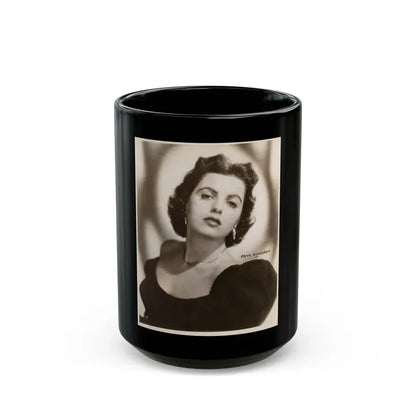 Faith Domergue #240 - Vintage B&W Upper Body Portrait Photo from 50's (Vintage Female Icon) Black Coffee Mug 15oz - Go Mug Yourself