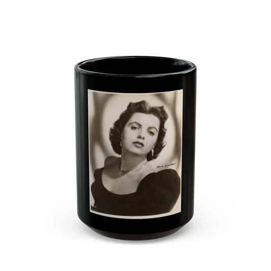 Faith Domergue #240 - Vintage B&W Upper Body Portrait Photo from 50's (Vintage Female Icon) Black Coffee Mug 15oz - Go Mug Yourself