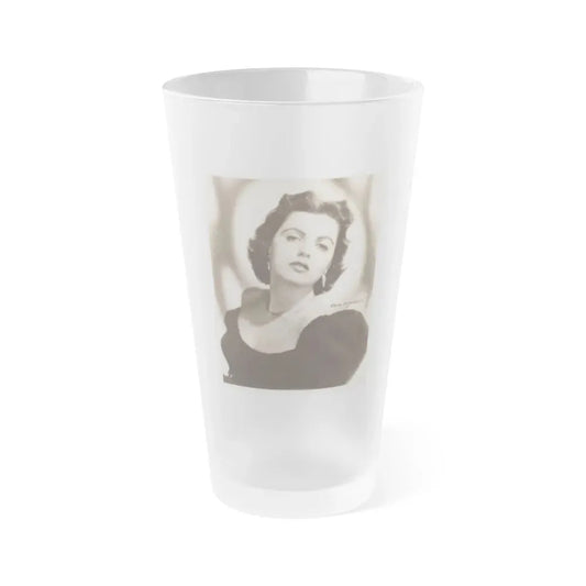 Faith Domergue #240 - Vintage B&W Upper Body Portrait Photo from 50's (Vintage Female Icon) Frosted Pint Glass 16oz 16oz Frosted - Go Mug Yourself