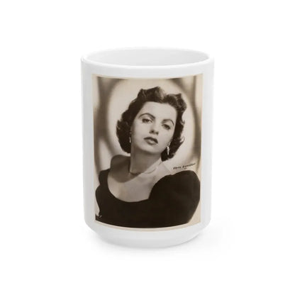 Faith Domergue #240 - Vintage B&W Upper Body Portrait Photo from 50's (Vintage Female Icon) White Coffee Mug 15oz - Go Mug Yourself