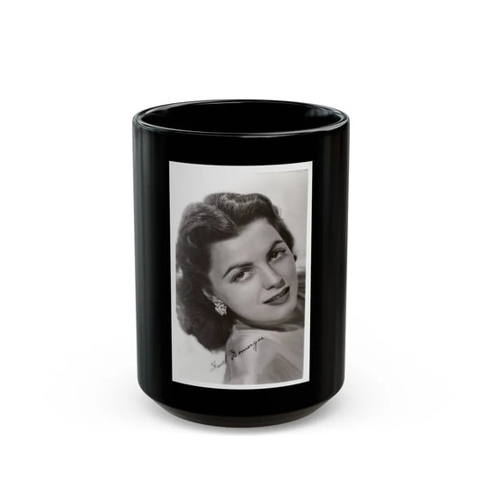 Faith Domergue #241 - Vintage B&W 3.5x5 Portrait Photo Postcard (Vintage Female Icon) Black Coffee Mug-15oz-Go Mug Yourself