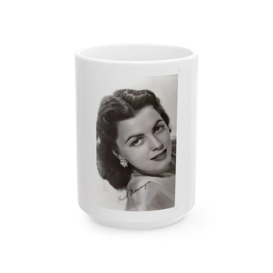 Faith Domergue #241 - Vintage B&W 3.5x5 Portrait Photo Postcard (Vintage Female Icon) White Coffee Mug-15oz-Go Mug Yourself