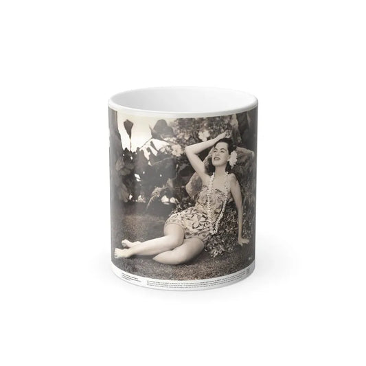 Faith Domergue #242 - Vintage B&W 8x10 Full Body 1-Piece Hawian Style Leggy Barefoot Swimuit Cheesecake Photo (Vintage Female Icon) Color Changing Coffee Mug 11oz - Go Mug Yourself