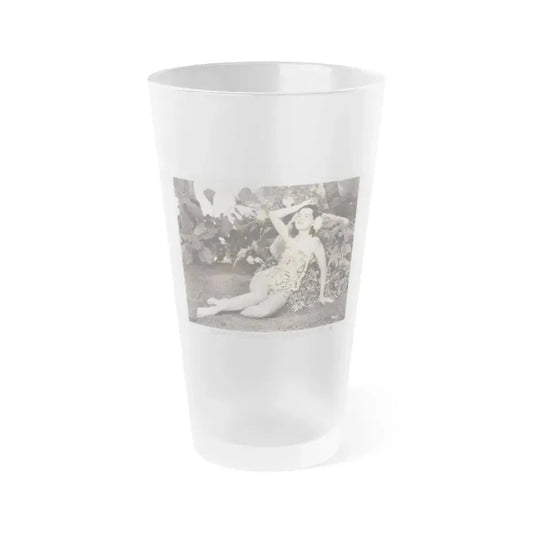Faith Domergue #242 - Vintage B&W 8x10 Full Body 1-Piece Hawian Style Leggy Barefoot Swimuit Cheesecake Photo (Vintage Female Icon) Frosted Pint Glass 16oz 16oz Frosted - Go Mug Yourself