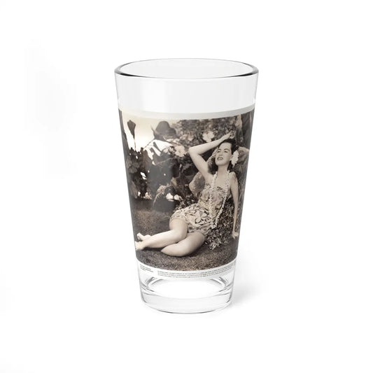 Faith Domergue #242 - Vintage B&W 8x10 Full Body 1-Piece Hawian Style Leggy Barefoot Swimuit Cheesecake Photo (Vintage Female Icon) Pint Glass 16oz-16oz-Go Mug Yourself