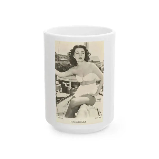 Faith Domergue #47 1 (Vintage Female Icon) White Coffee Mug 15oz - Go Mug Yourself