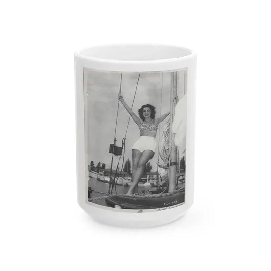 Faith Domergue #57 (Vintage Female Icon) White Coffee Mug 15oz - Go Mug Yourself