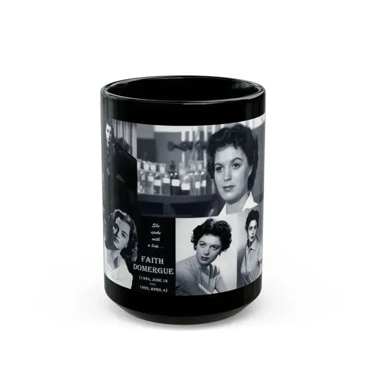 Faith Domergue #82 - Wallpaper (Vintage Female Icon) Black Coffee Mug 15oz - Go Mug Yourself