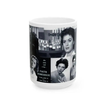 Faith Domergue #82 - Wallpaper (Vintage Female Icon) White Coffee Mug 15oz - Go Mug Yourself
