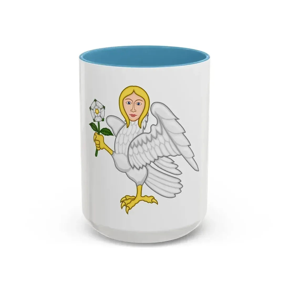 Falcon with a virgin's face Badge of Richard III - Accent Coffee Mug 15oz Light Blue - Go Mug Yourself