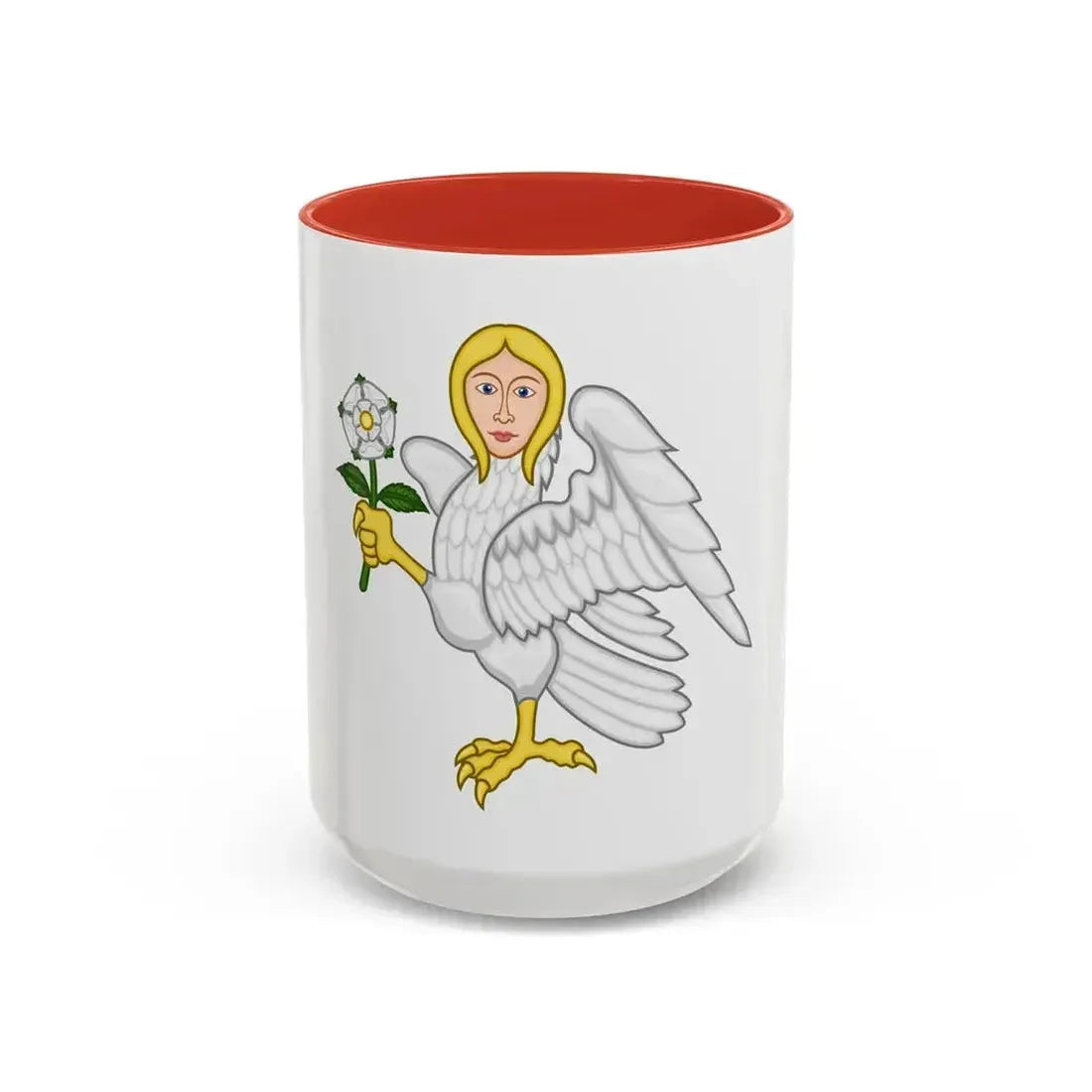 Falcon with a virgin's face Badge of Richard III - Accent Coffee Mug 15oz Red - Go Mug Yourself