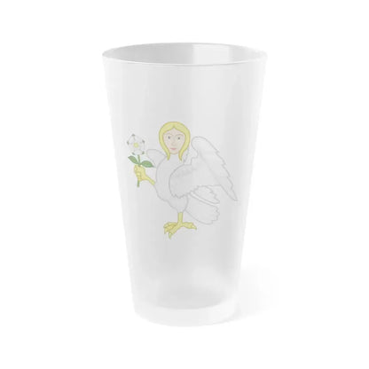 Falcon with a virgin's face Badge of Richard III - Frosted Pint Glass 16oz 16oz Frosted - Go Mug Yourself