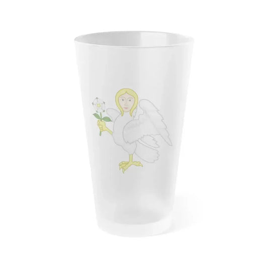 Falcon with a virgin's face Badge of Richard III - Frosted Pint Glass 16oz 16oz Frosted - Go Mug Yourself