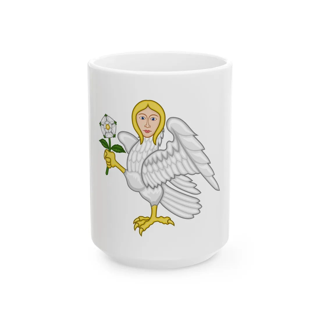 Falcon with a virgin's face Badge of Richard III - White Coffee Mug 15oz - Go Mug Yourself