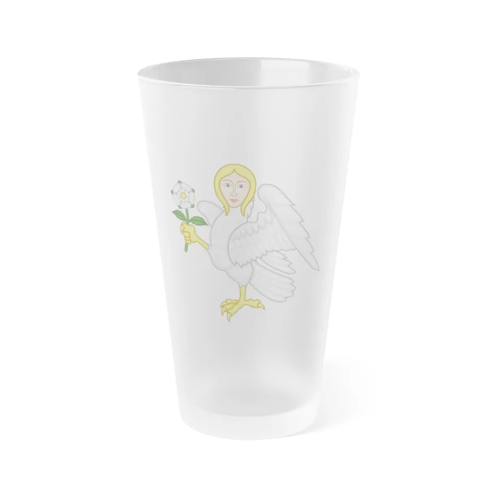 Falcon with a virgin's face Badge of Richard III - Frosted Pint Glass 16oz-16oz-Frosted-Go Mug Yourself