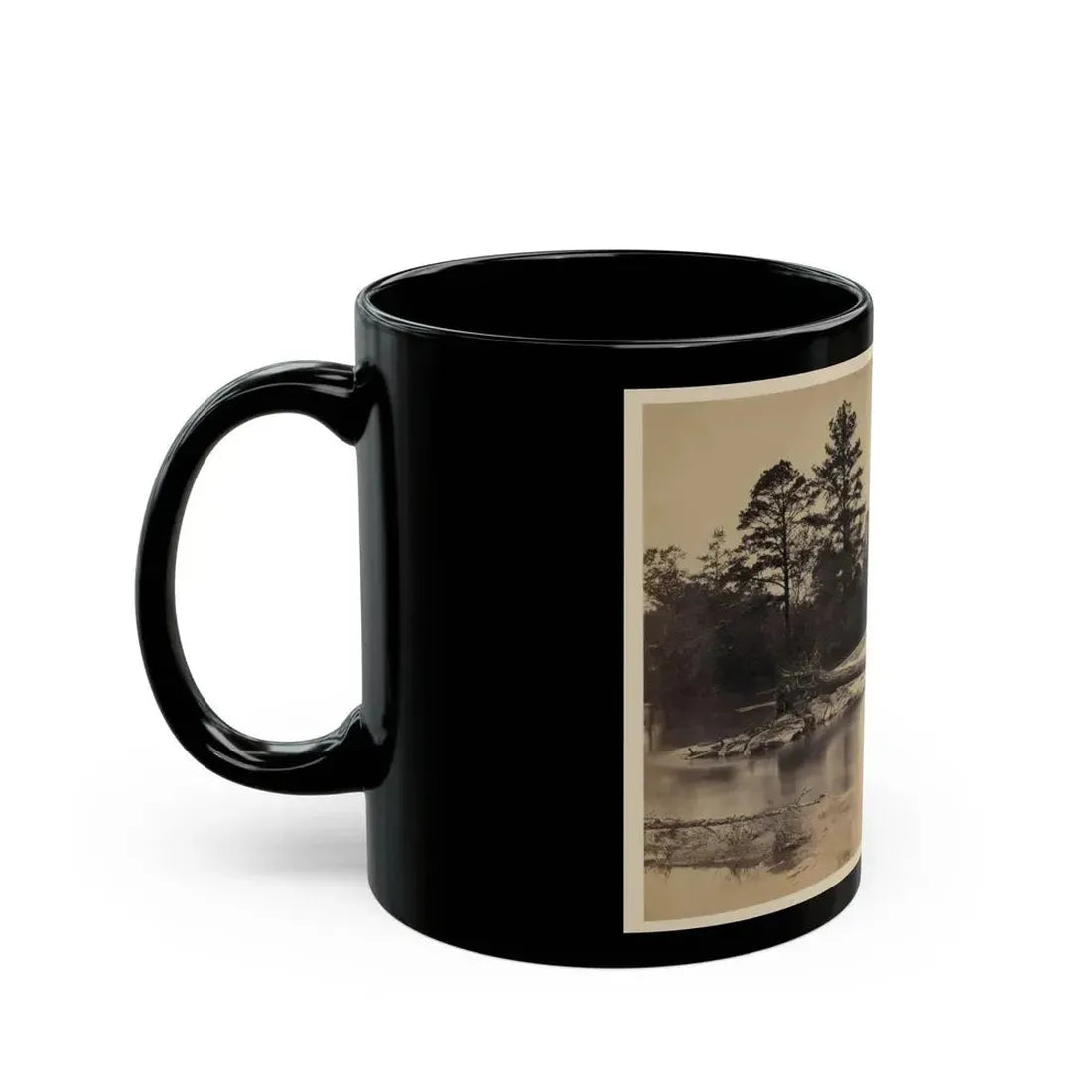 Fallen Tree Across Hazel River, Virginia (U.S. Civil War) Black Coffee Mug - Go Mug Yourself