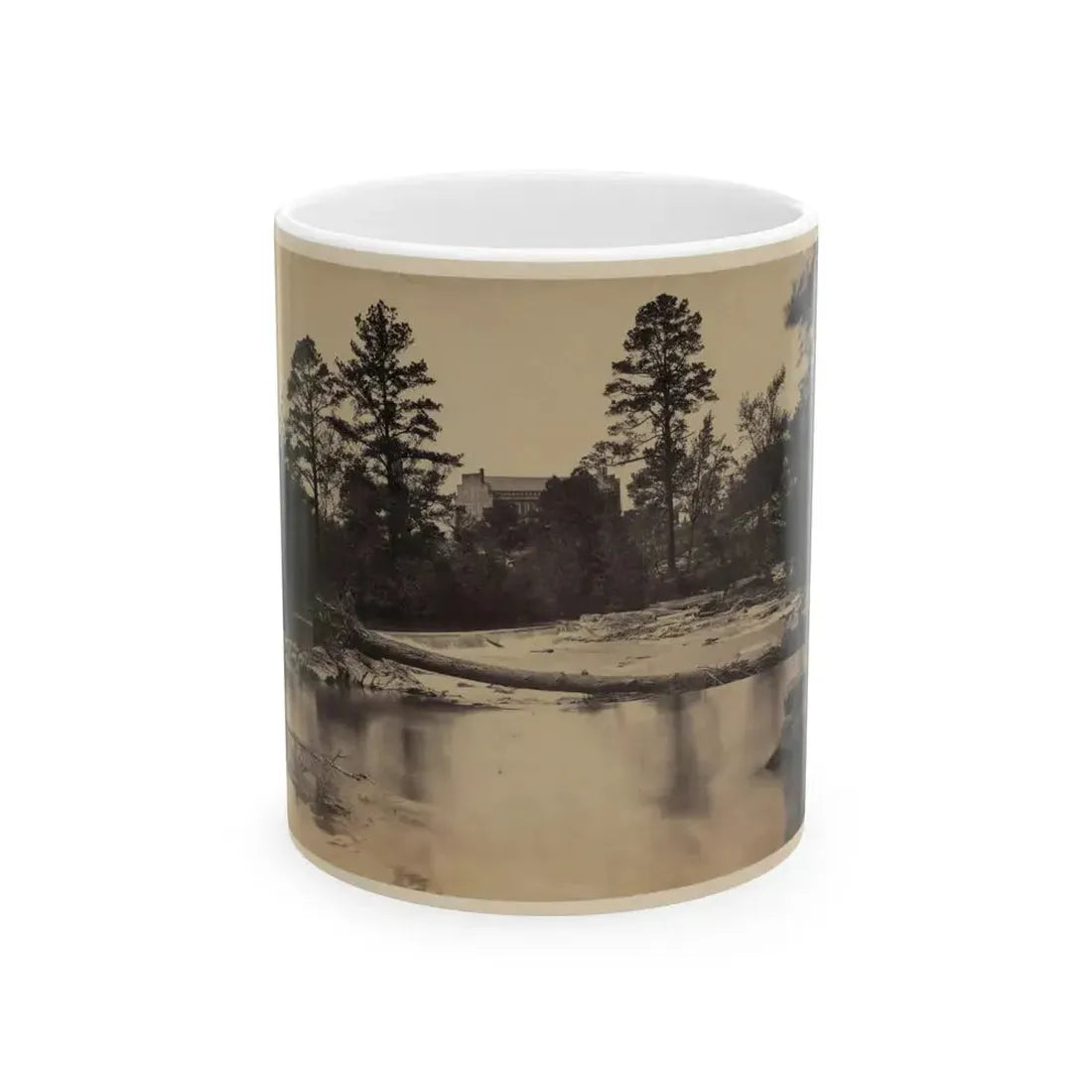 Fallen Tree Across Hazel River, Virginia (U.S. Civil War) White Coffee Mug 11oz - Go Mug Yourself