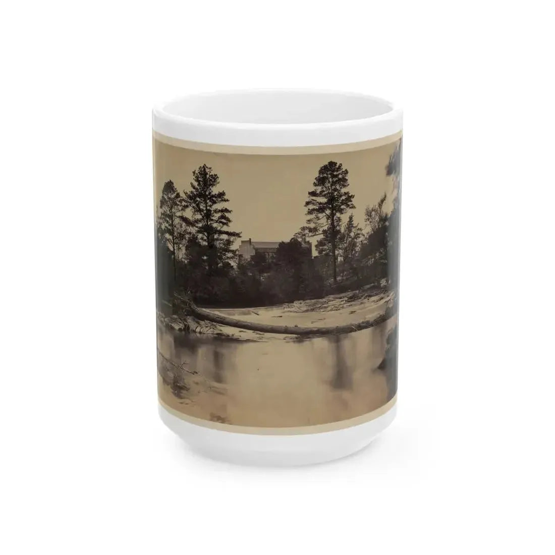 Fallen Tree Across Hazel River, Virginia (U.S. Civil War) White Coffee Mug 15oz - Go Mug Yourself