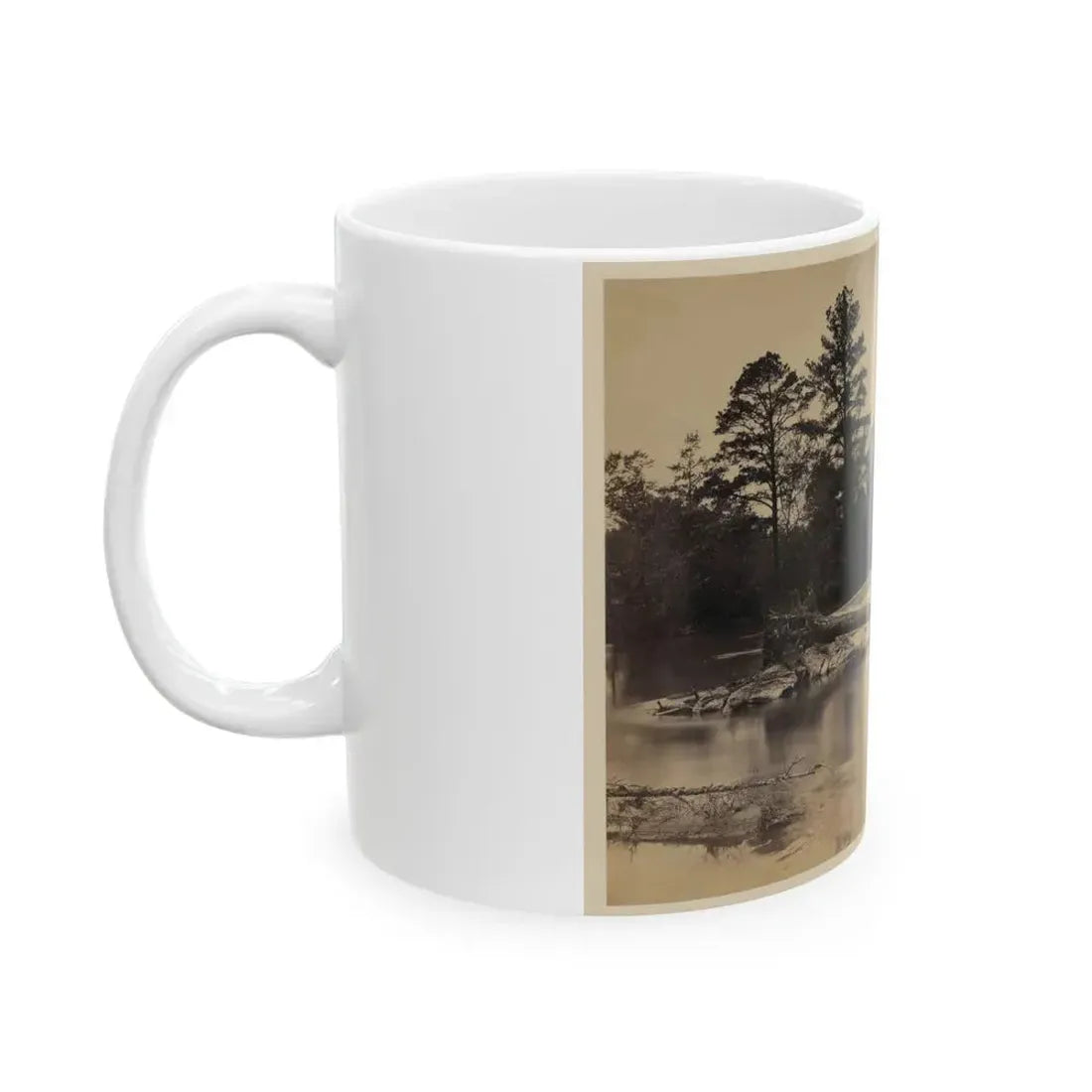 Fallen Tree Across Hazel River, Virginia (U.S. Civil War) White Coffee Mug - Go Mug Yourself