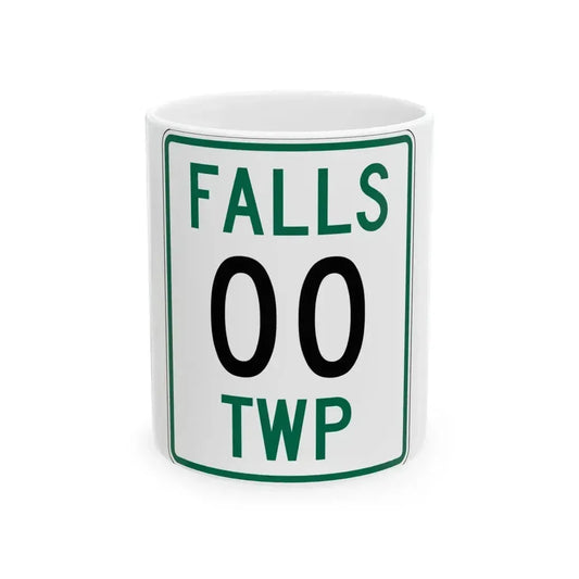 Falls Township Hocking County Ohio route shield template (Ohio) (Road Sign) White Coffee Mug 11oz - Go Mug Yourself