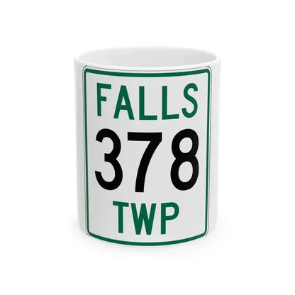 Falls Township Route 378 Hocking County Ohio (Ohio) (Road Sign) White Coffee Mug 11oz - Go Mug Yourself