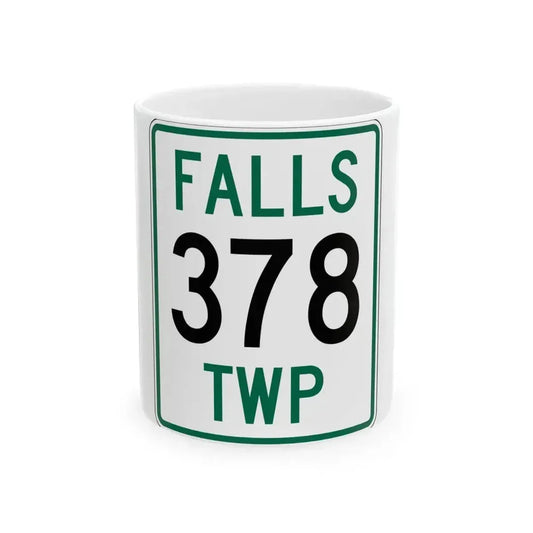 Falls Township Route 378 Hocking County Ohio (Ohio) (Road Sign) White Coffee Mug 11oz - Go Mug Yourself