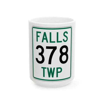 Falls Township Route 378 Hocking County Ohio (Ohio) (Road Sign) White Coffee Mug 15oz - Go Mug Yourself