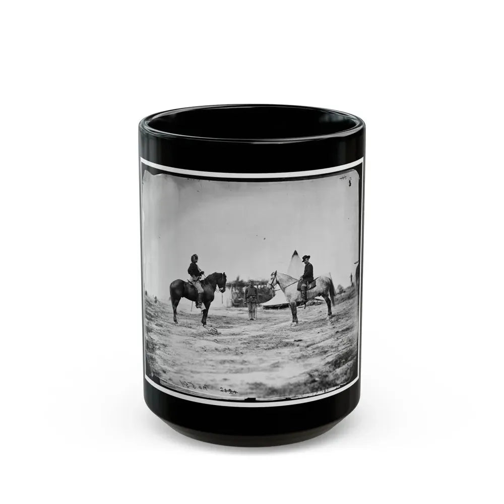 Falmouth, Va. Capt. George A. Custer And Gen. Alfred Pleasonton On Horseback (U.S. Civil War) Black Coffee Mug 15oz - Go Mug Yourself