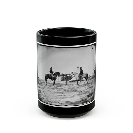 Falmouth, Va. Capt. George A. Custer And Gen. Alfred Pleasonton On Horseback (U.S. Civil War) Black Coffee Mug 15oz - Go Mug Yourself