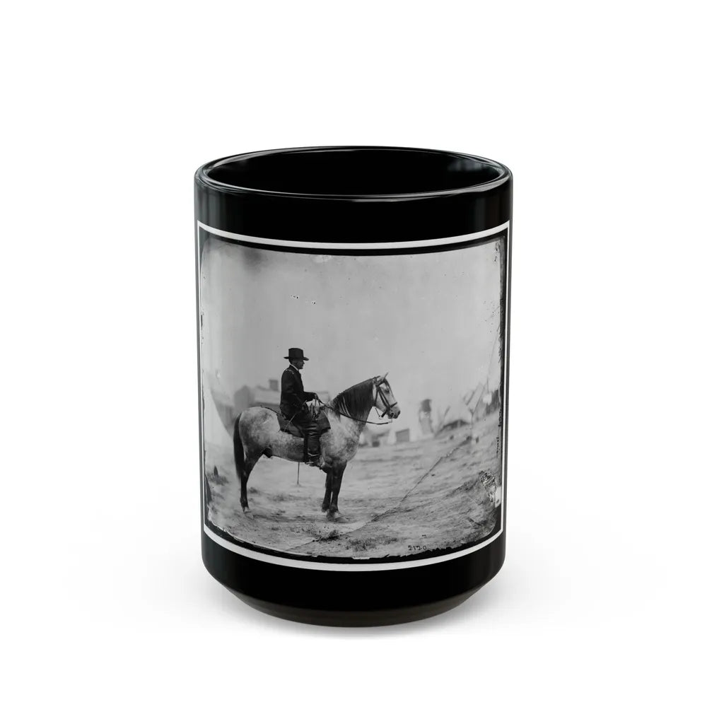 Falmouth, Va. Gen. Alfred Pleasonton On Horseback (U.S. Civil War) Black Coffee Mug-15oz-Go Mug Yourself