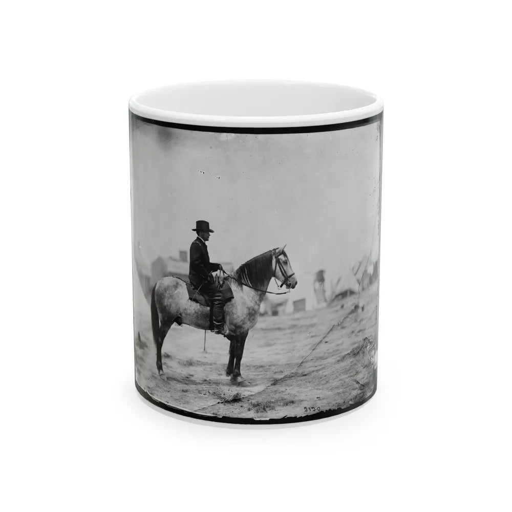 Falmouth, Va. Gen. Alfred Pleasonton On Horseback (U.S. Civil War) White Coffee Mug-11oz-Go Mug Yourself