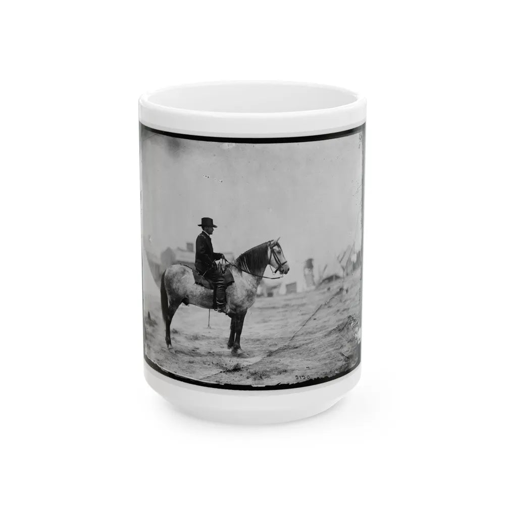 Falmouth, Va. Gen. Alfred Pleasonton On Horseback (U.S. Civil War) White Coffee Mug-15oz-Go Mug Yourself