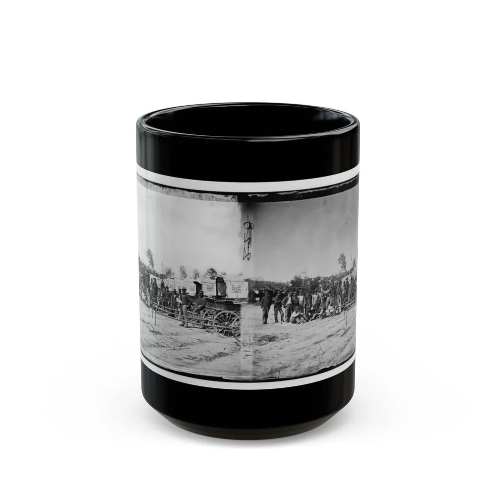 Falmouth, Va. Men And Wagons Of The Engineer Corps Ambulance Train (U.S. Civil War) Black Coffee Mug-15oz-Go Mug Yourself