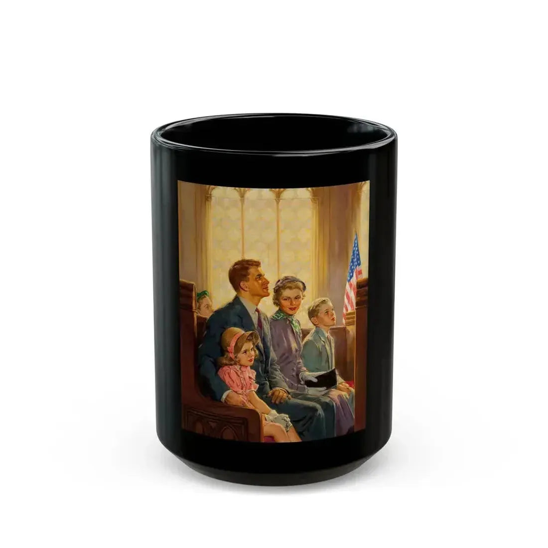 Family at Church - Black Coffee Mug 15oz - Go Mug Yourself