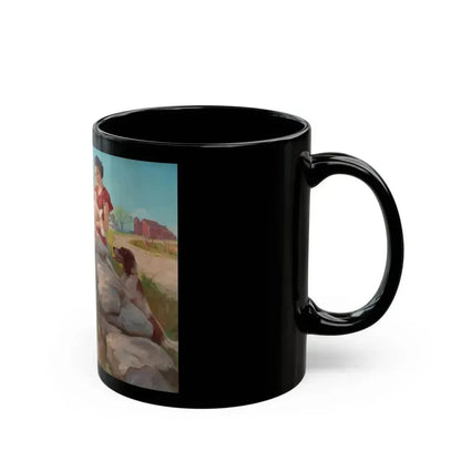 Family on the Farm, calendar illustration - Black Coffee Mug - Go Mug Yourself