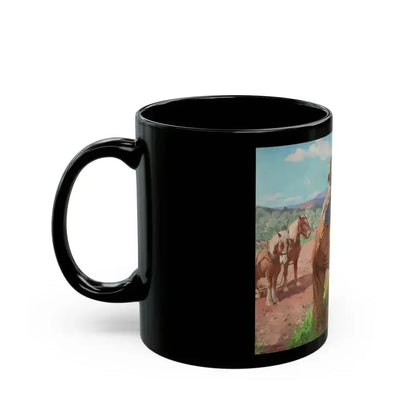 Family on the Farm, calendar illustration - Black Coffee Mug - Go Mug Yourself