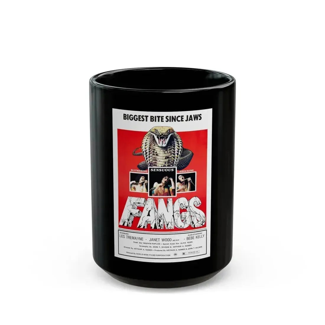 FANGS (SNAKES) 1974 Movie Poster - Black Coffee Mug 15oz - Go Mug Yourself