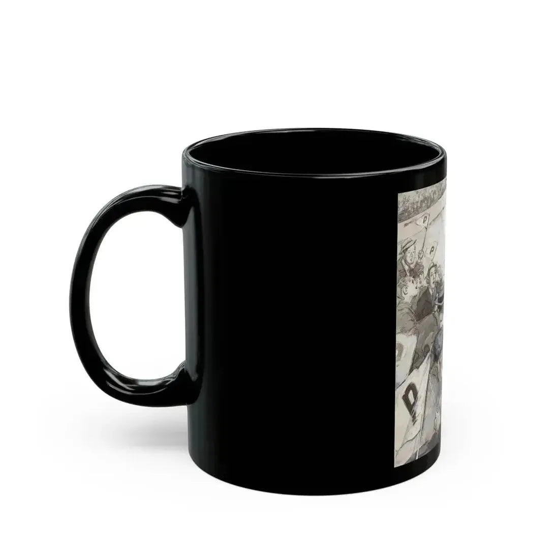Fans in the Stands, probable magazine story illustration - Black Coffee Mug - Go Mug Yourself