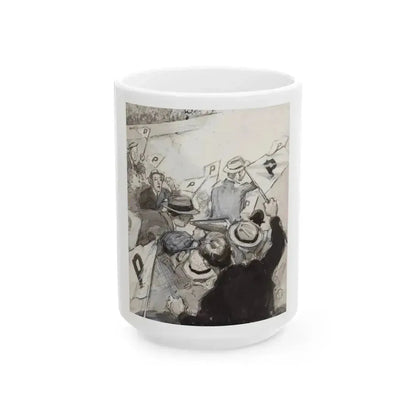 Fans in the Stands, probable magazine story illustration - White Coffee Mug 15oz - Go Mug Yourself