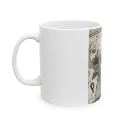 Fans in the Stands, probable magazine story illustration - White Coffee Mug - Go Mug Yourself