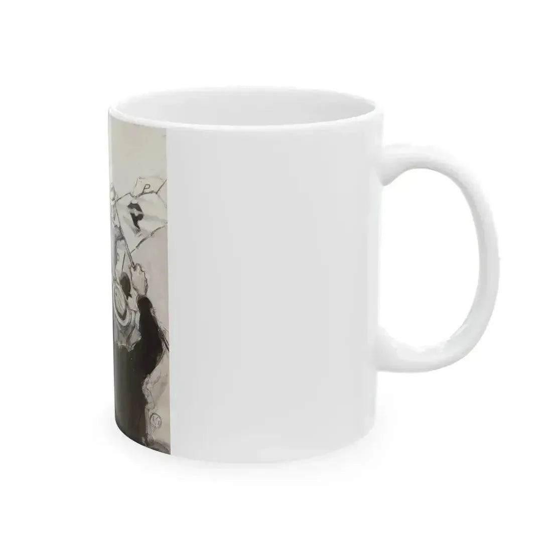 Fans in the Stands, probable magazine story illustration - White Coffee Mug - Go Mug Yourself