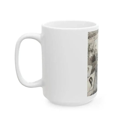 Fans in the Stands, probable magazine story illustration - White Coffee Mug - Go Mug Yourself